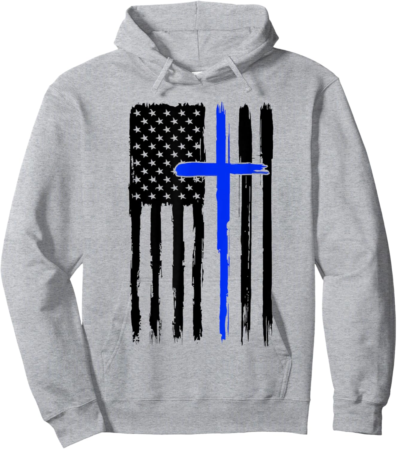 Thin Blue Crossed Line Jesus Christian Police Officer Cop Hoodie - Hoodie | Ash
