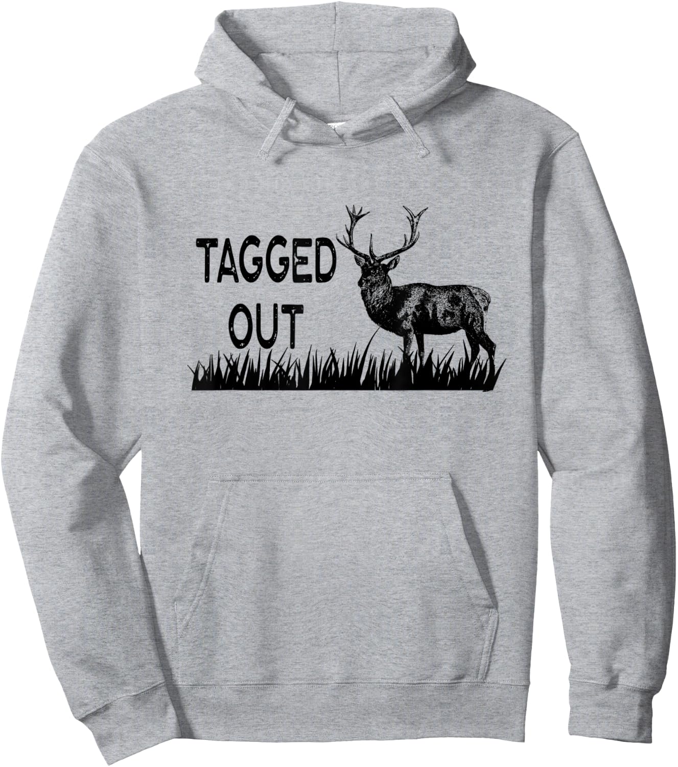 Tagged Out Vintage Graphic Hunter Hunt Elk Deer Antler Rack Hoodie - Hoodie | Ash