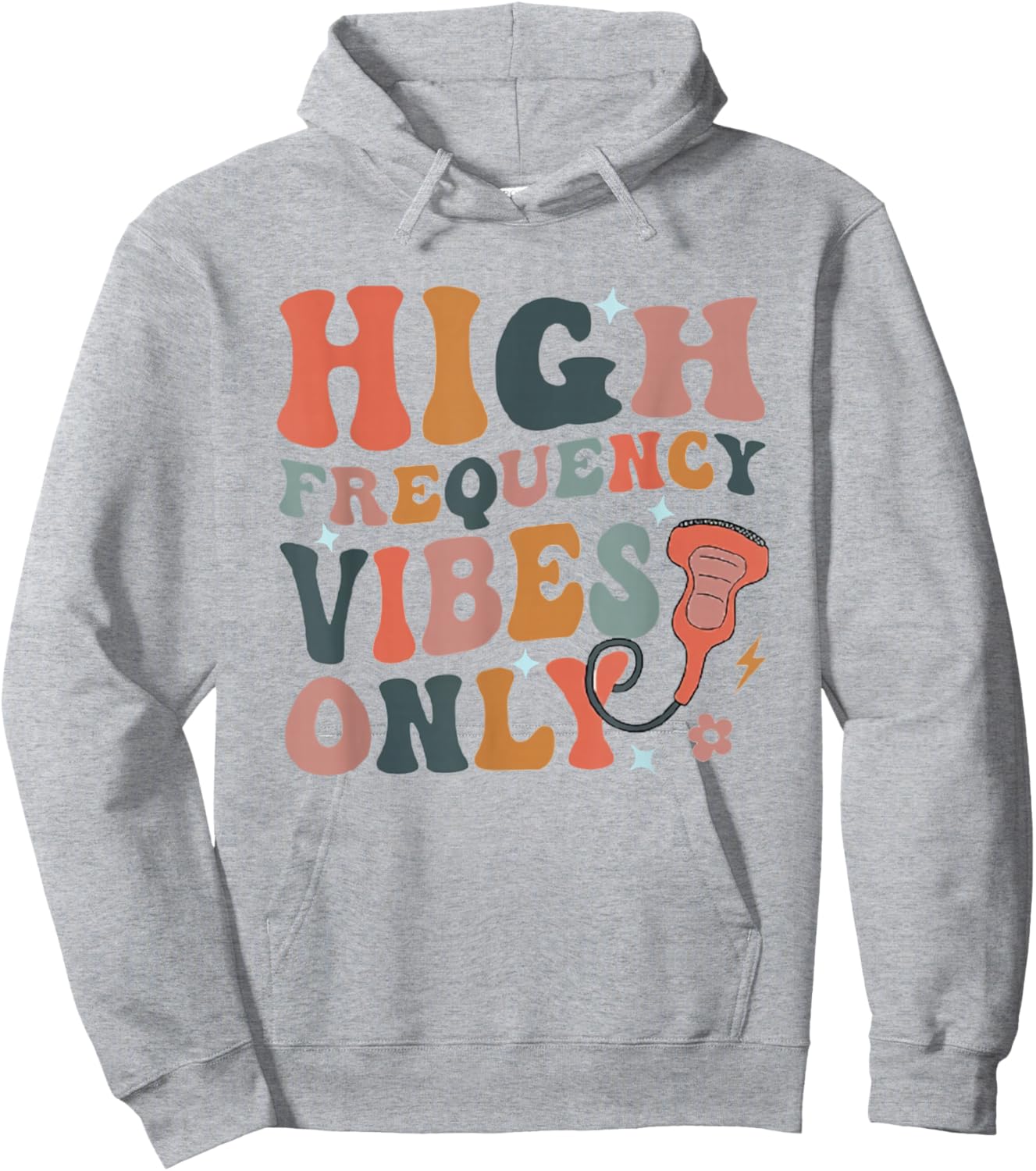 Retro High Frequency Vibes Only Sonography Ultrasound Tech Hoodie - Hoodie | Ash