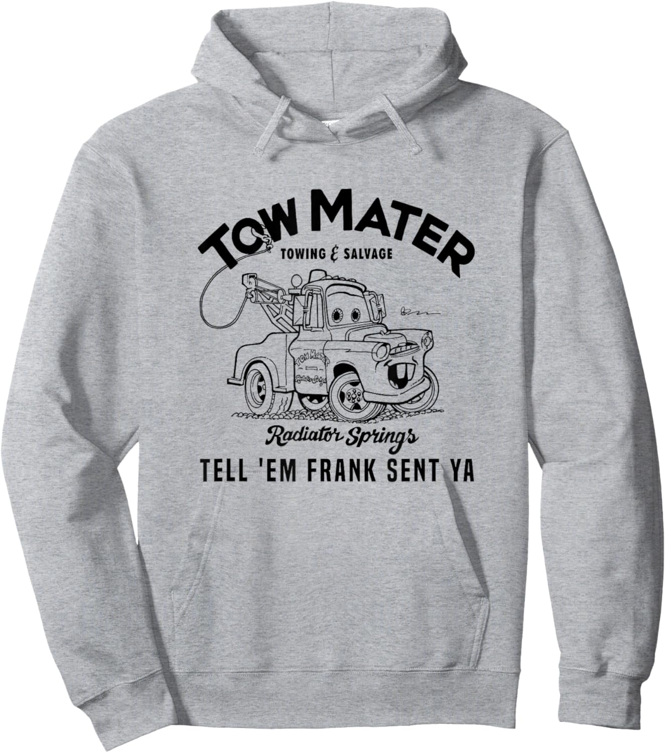 Disney Pixar Cars Tow Mater Towing & Salvage Outline Logo Hoodie - Hoodie | Ash