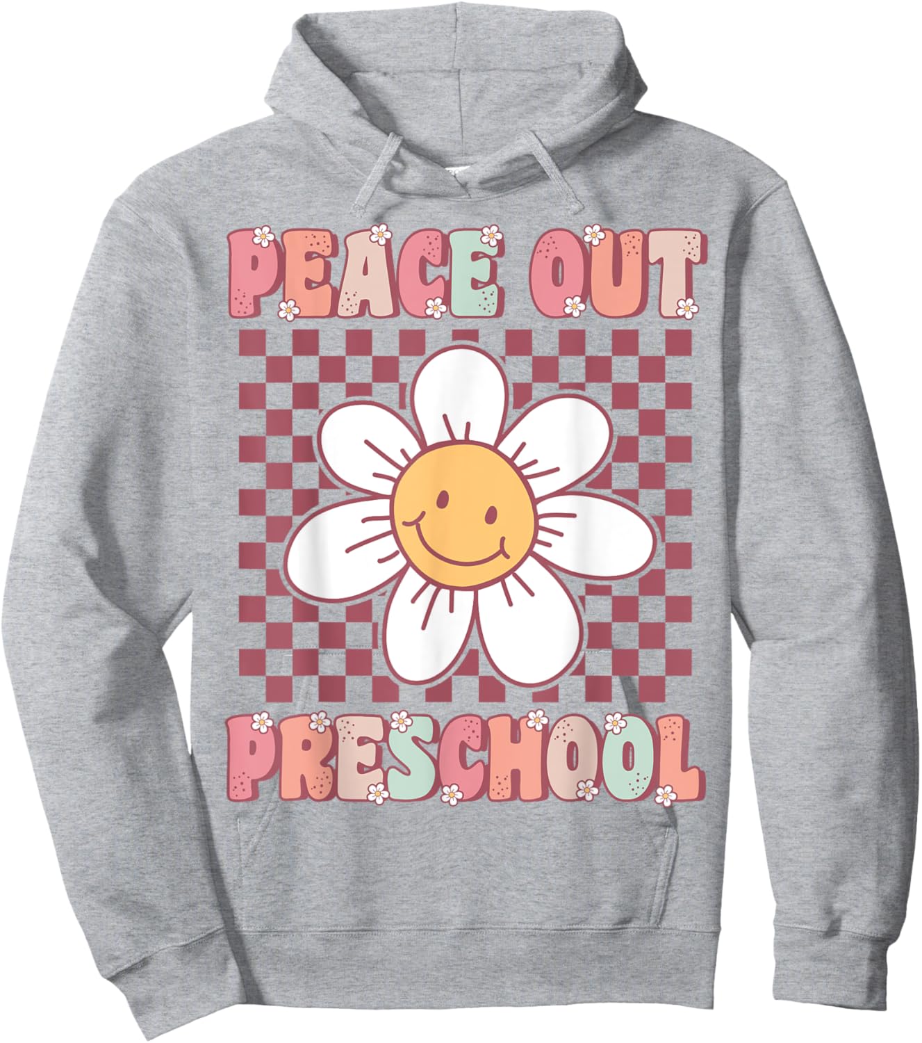 Peace Out Pre-K Cute Groovy Last Day of Preschool Graduation Hoodie - Hoodie | Ash
