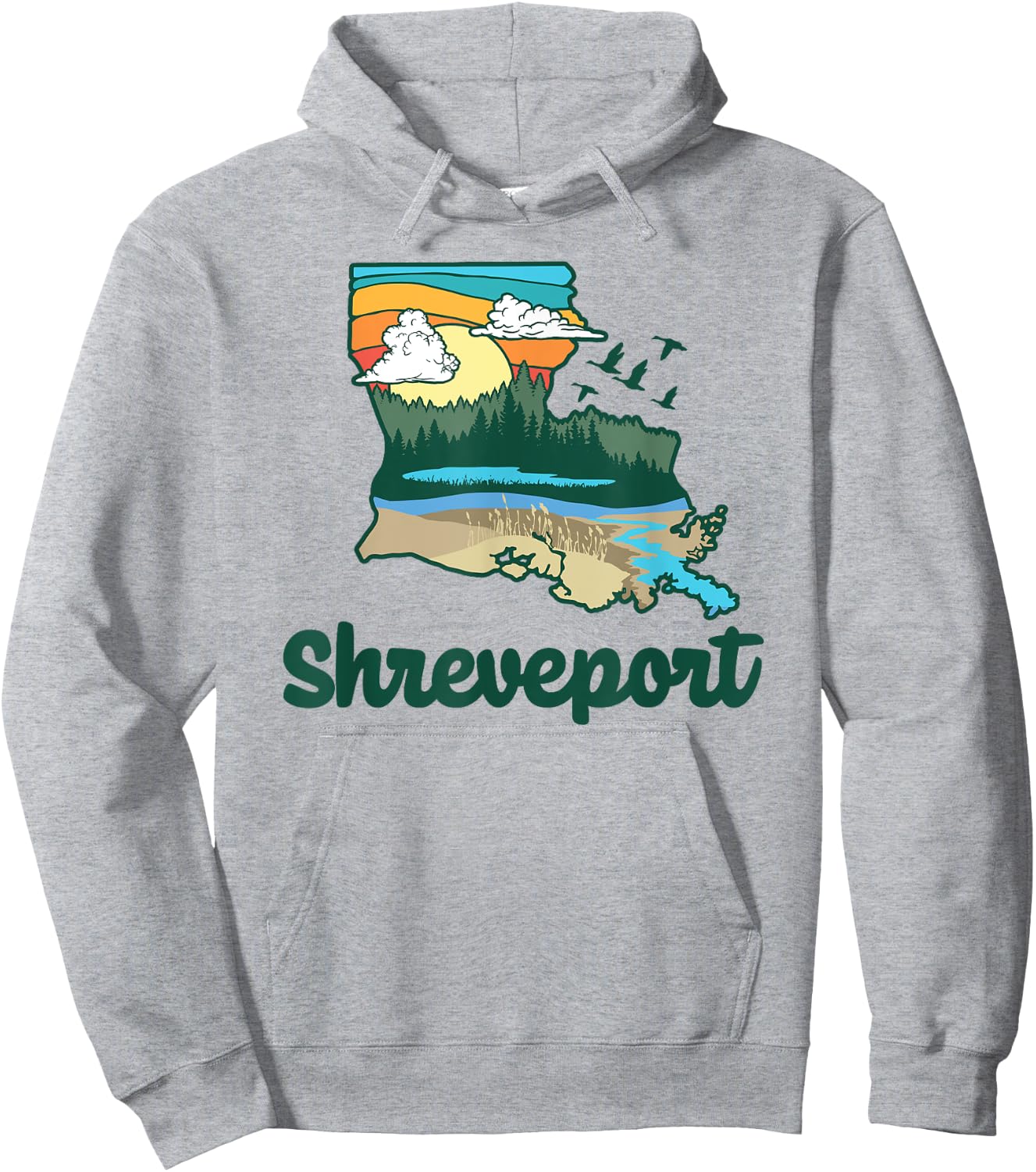 Retro Shreveport Louisiana Nature & Outside Lover Graphic Hoodie - Hoodie | Ash