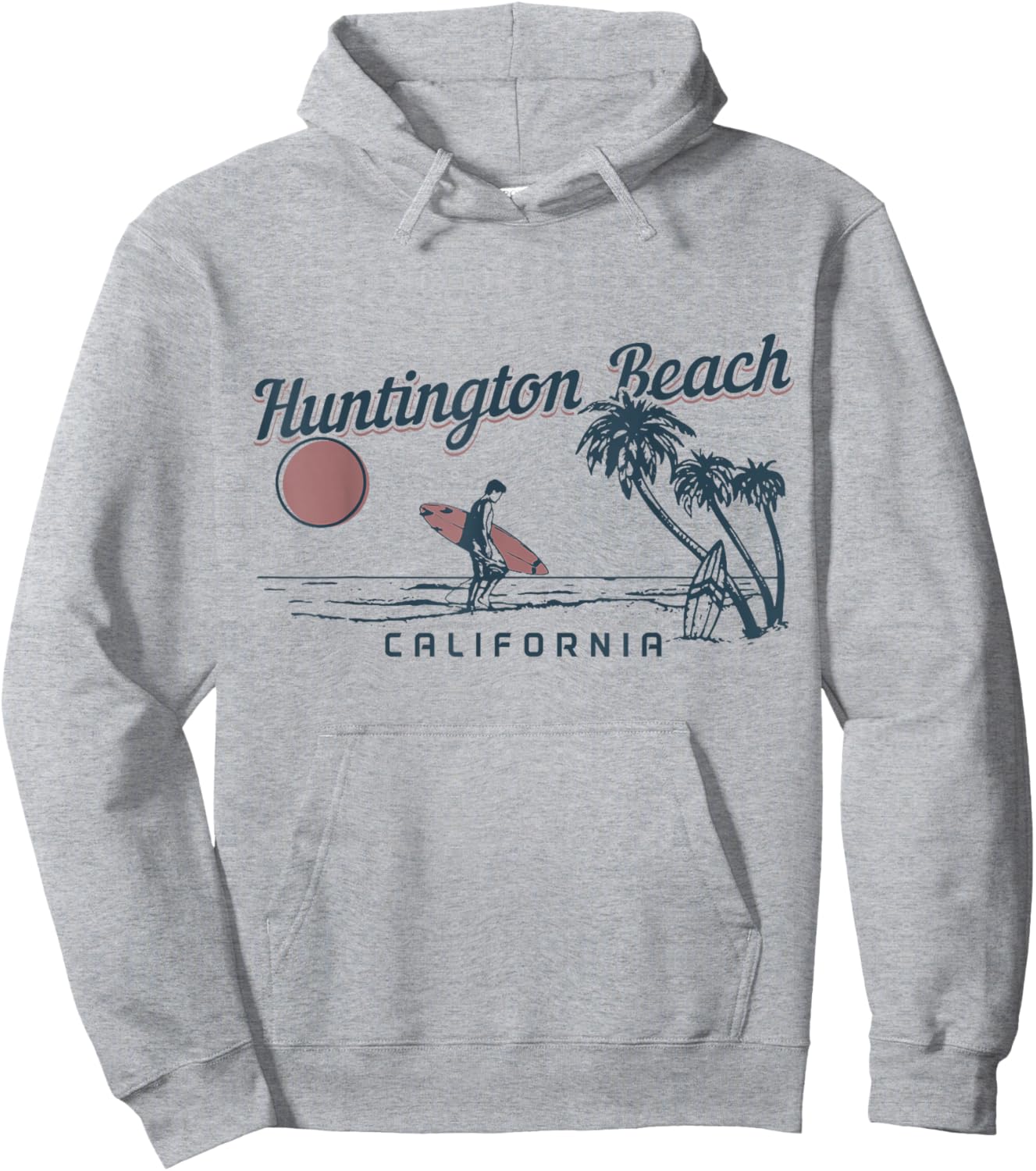 Huntington Beach California Surf Vintage Surfer Hoodie - Hoodie | Ash