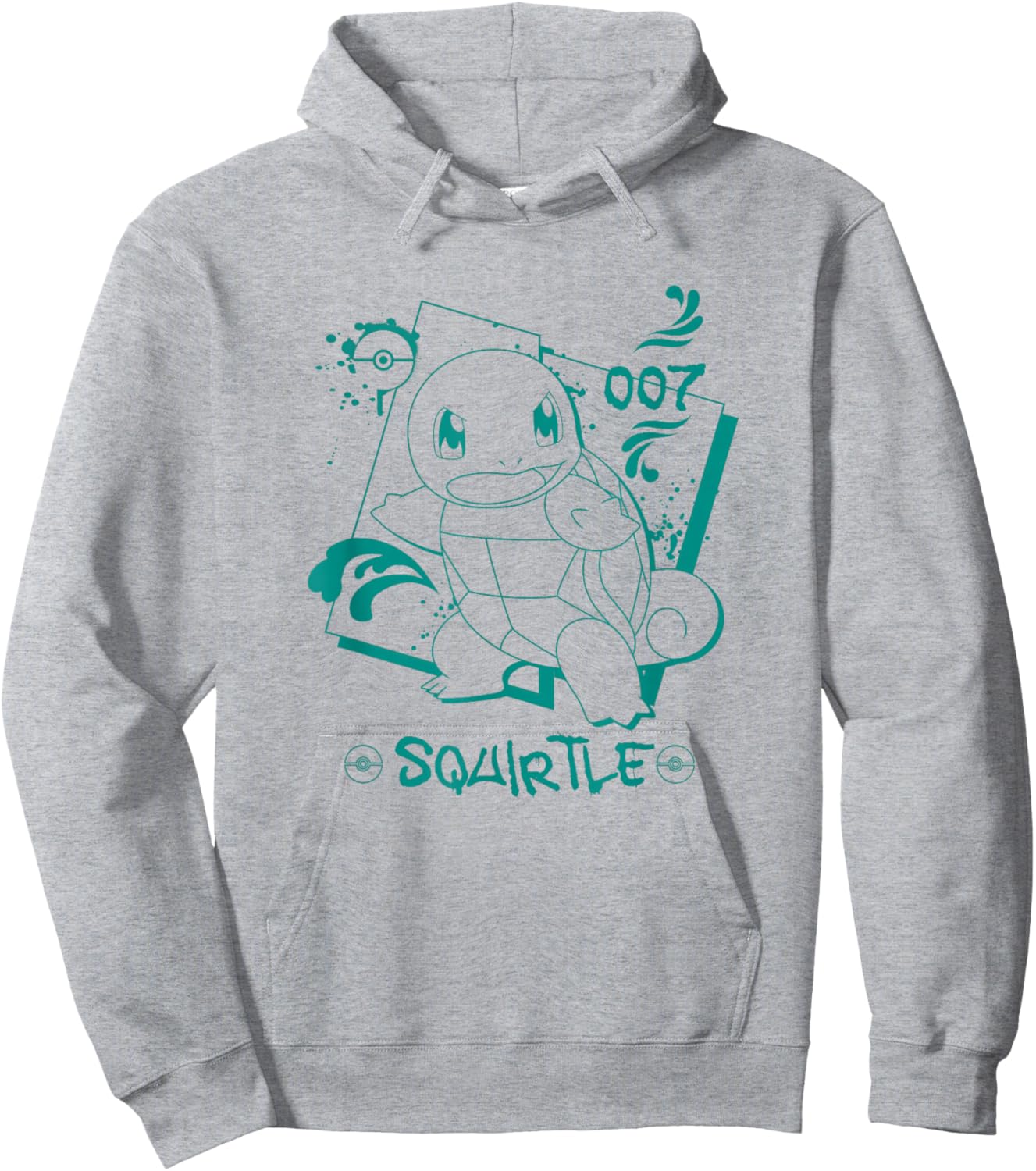 Pokémon Squirtle 007 Graffiti Paint Drip Sketch Portrait Hoodie - Hoodie | Ash