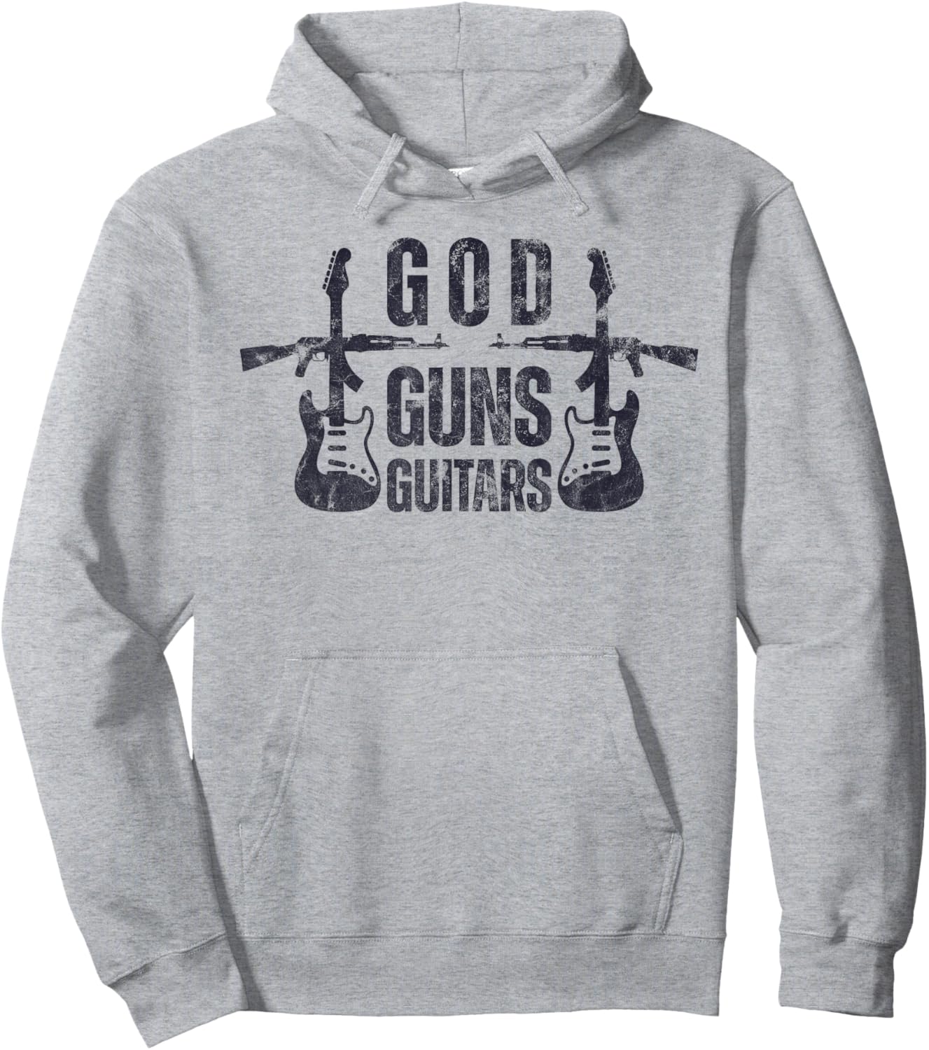 God Guns Guitar Funny Christian Guitar Lover Hoodie - Hoodie | Ash