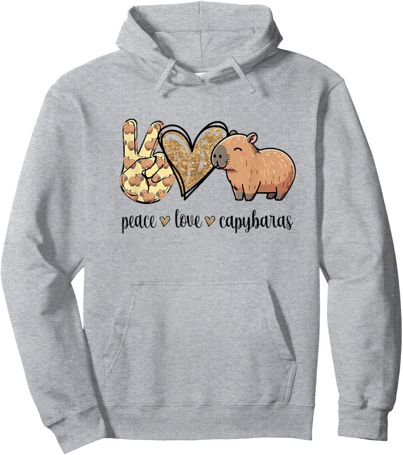 Kawaii Kids Peace Love Meme Lover Capybara Hoodie - Hoodie | Ash