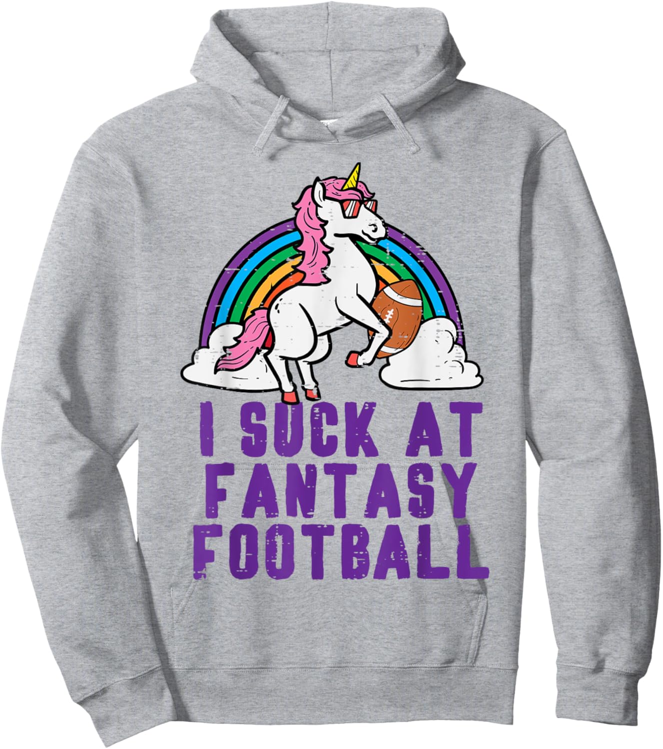 Funny Pink Fantasy Football Loser Shirt Unicorn Men Hoodie - Hoodie | Ash