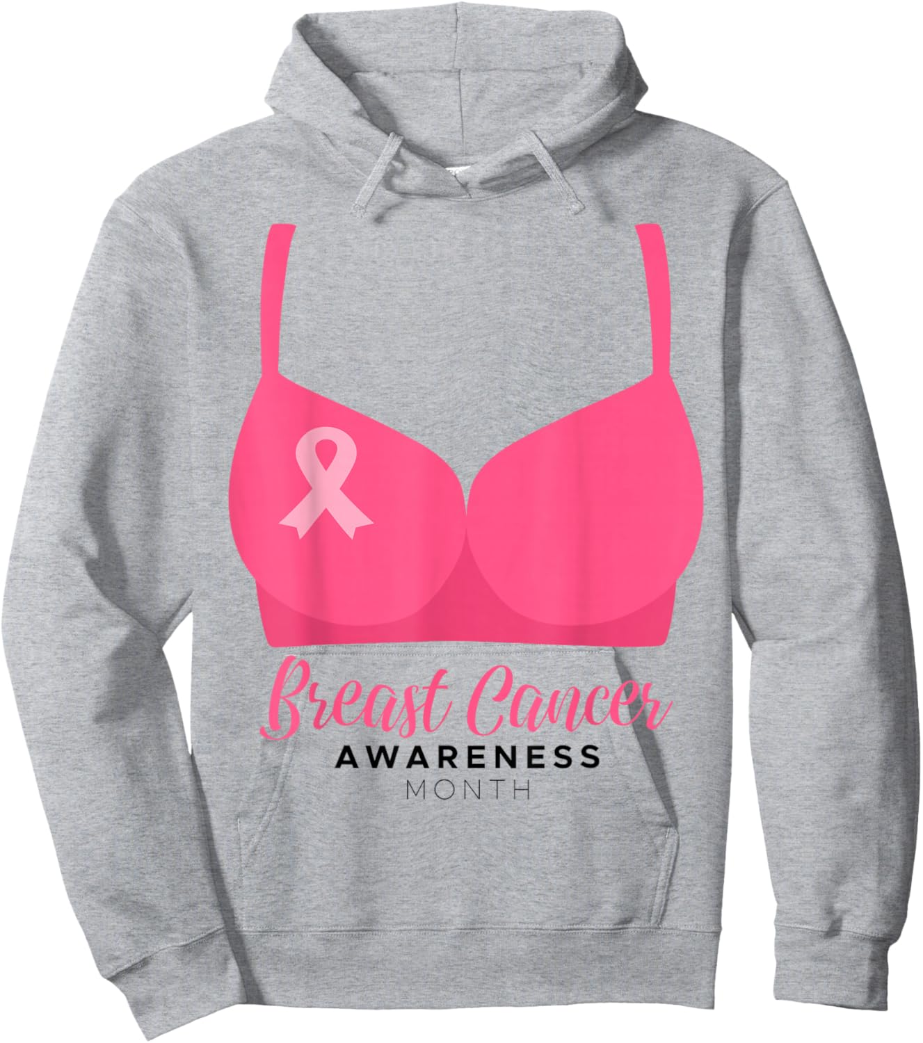 BRA Breast Cancer Awareness Month Wear Pink Ribbon October Hoodie - Hoodie | Ash