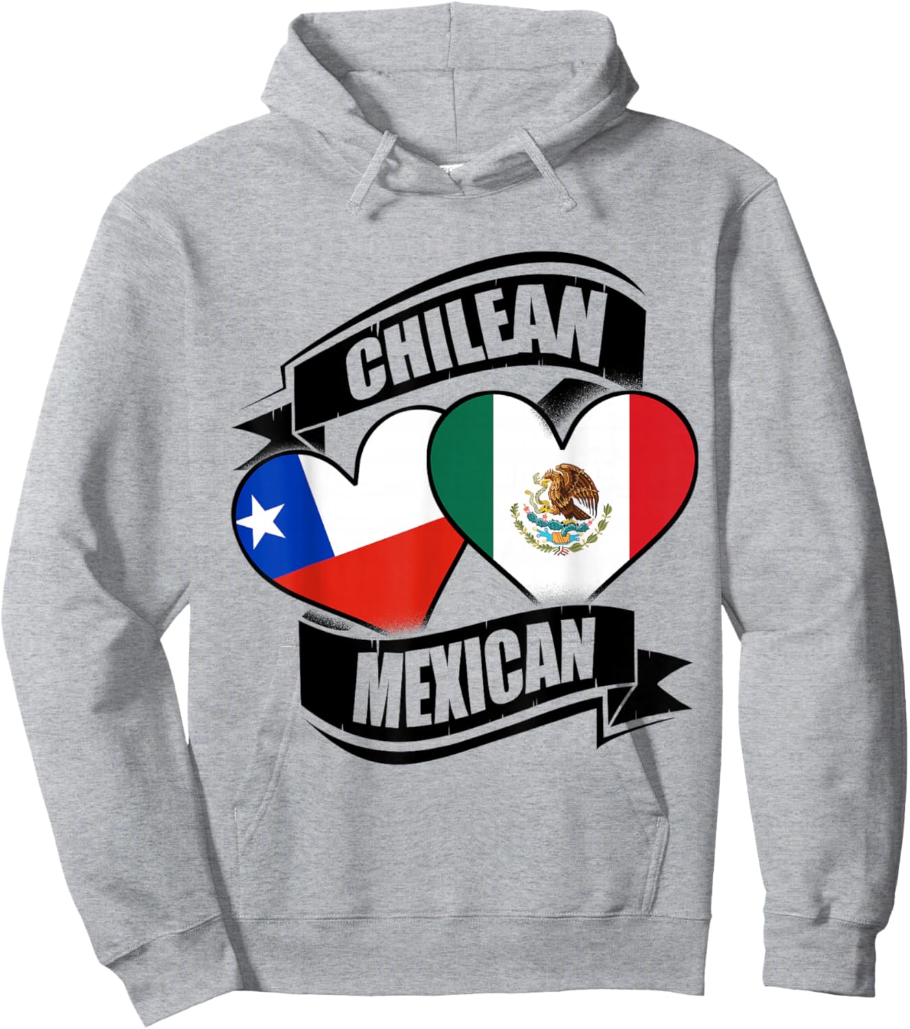 Chilean Mexican Hearts Chile Mexico Flags Hoodie - Hoodie | Ash