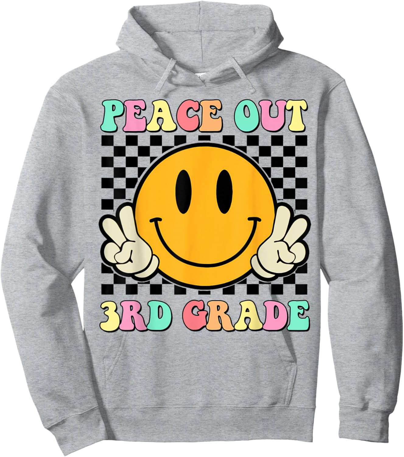 Peace Out 3rd Grade Teacher Retro Smile Last Day Of School Hoodie - Hoodie | Ash