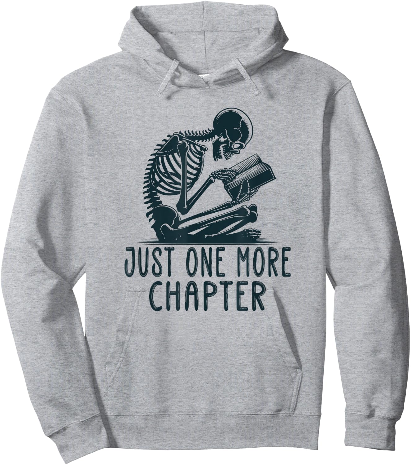Gothic Skeleton Reading Book Artwork - Just One More Chapter Hoodie - Hoodie | Ash
