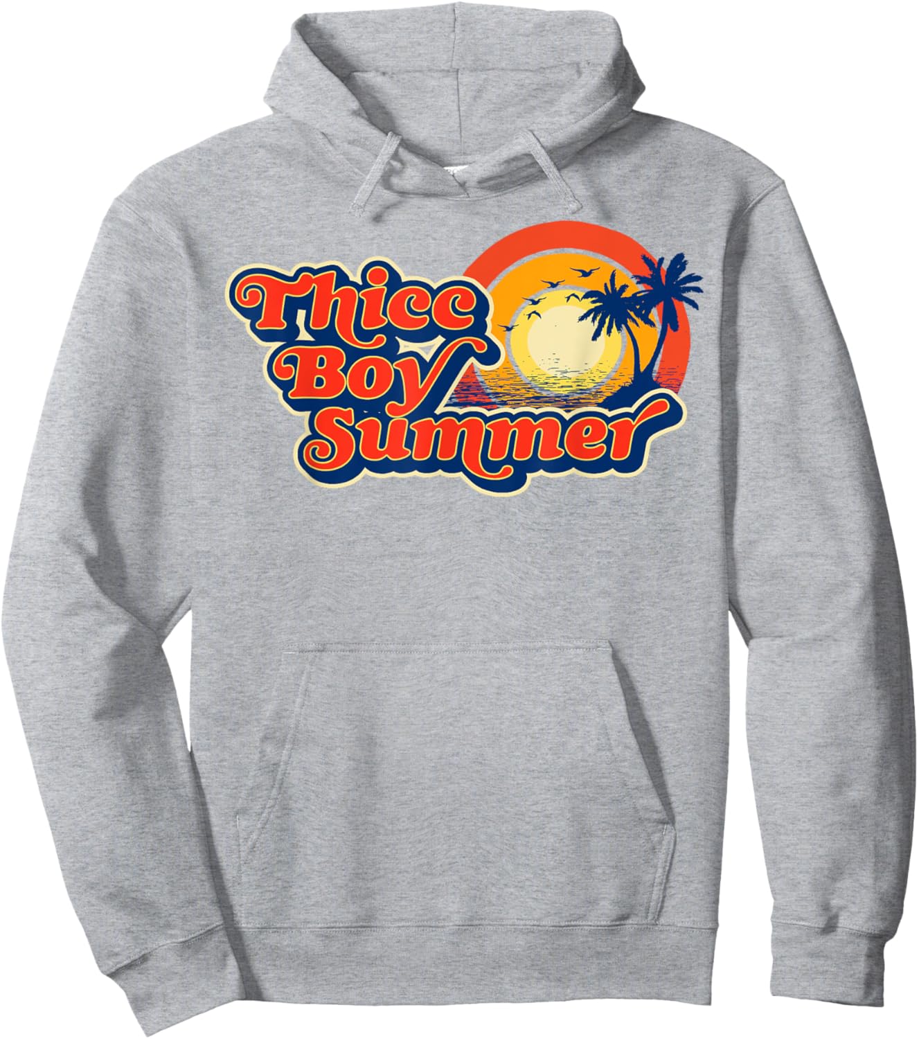 Thicc Boy Summer! Funny Fit2Serve 90's Style Beach Graphic Hoodie - Hoodie | Ash