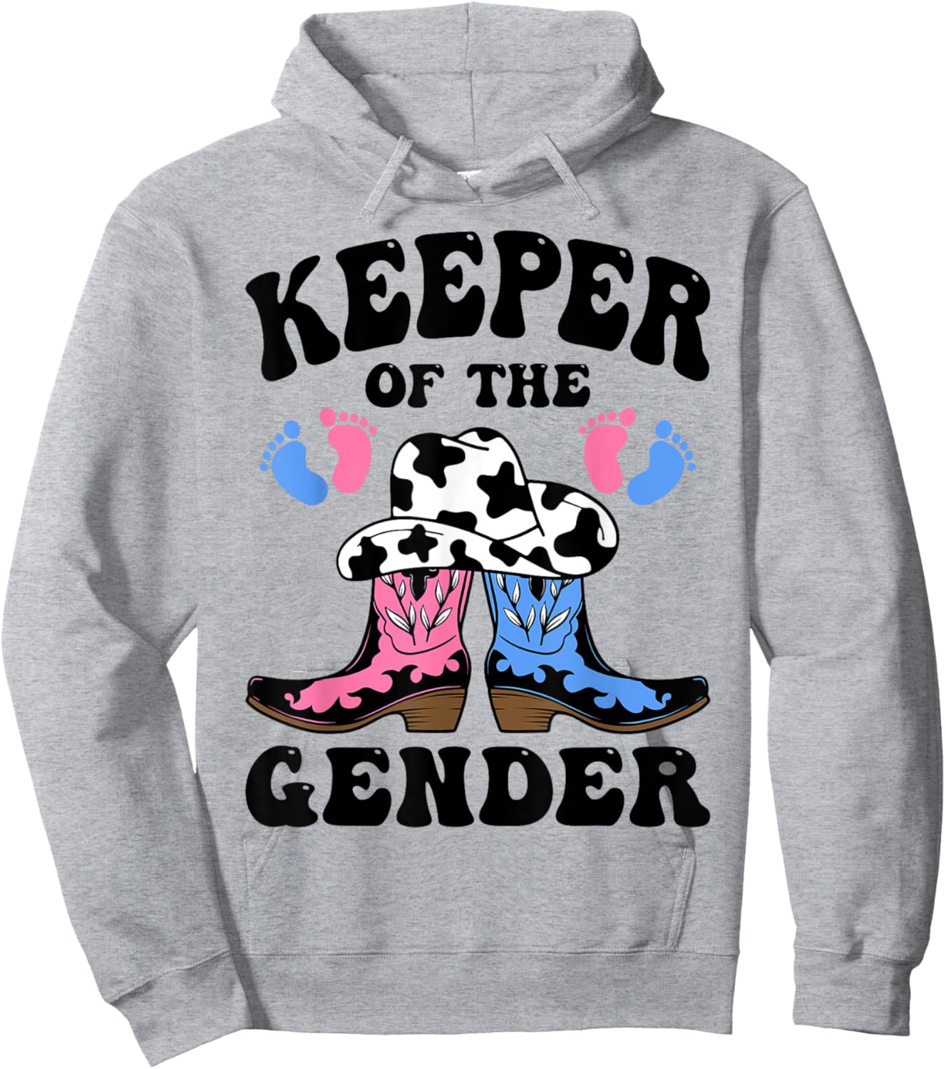 Western Cowboy Boots Keeper of the Gender Reveal He or She Hoodie - Hoodie | Ash