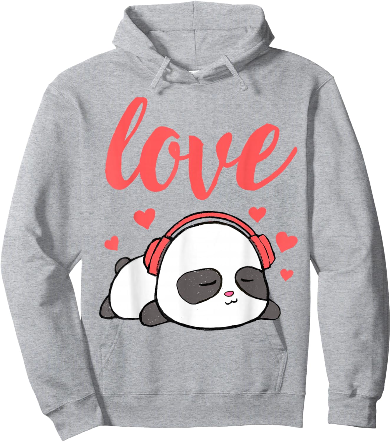 Love Valentines Cute Kawaii Panda Hearts Girls Hoodie - Hoodie | Ash