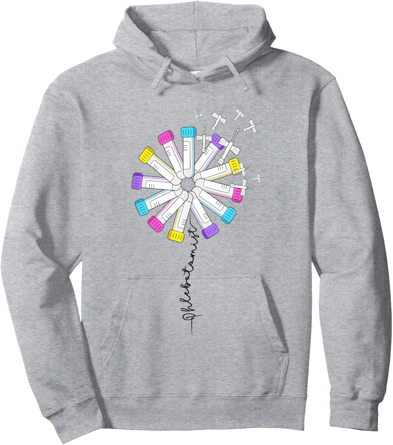 Phlebotomist Nurse Dandelion Butterflies Needle Rainbow Hoodie - Hoodie | Ash