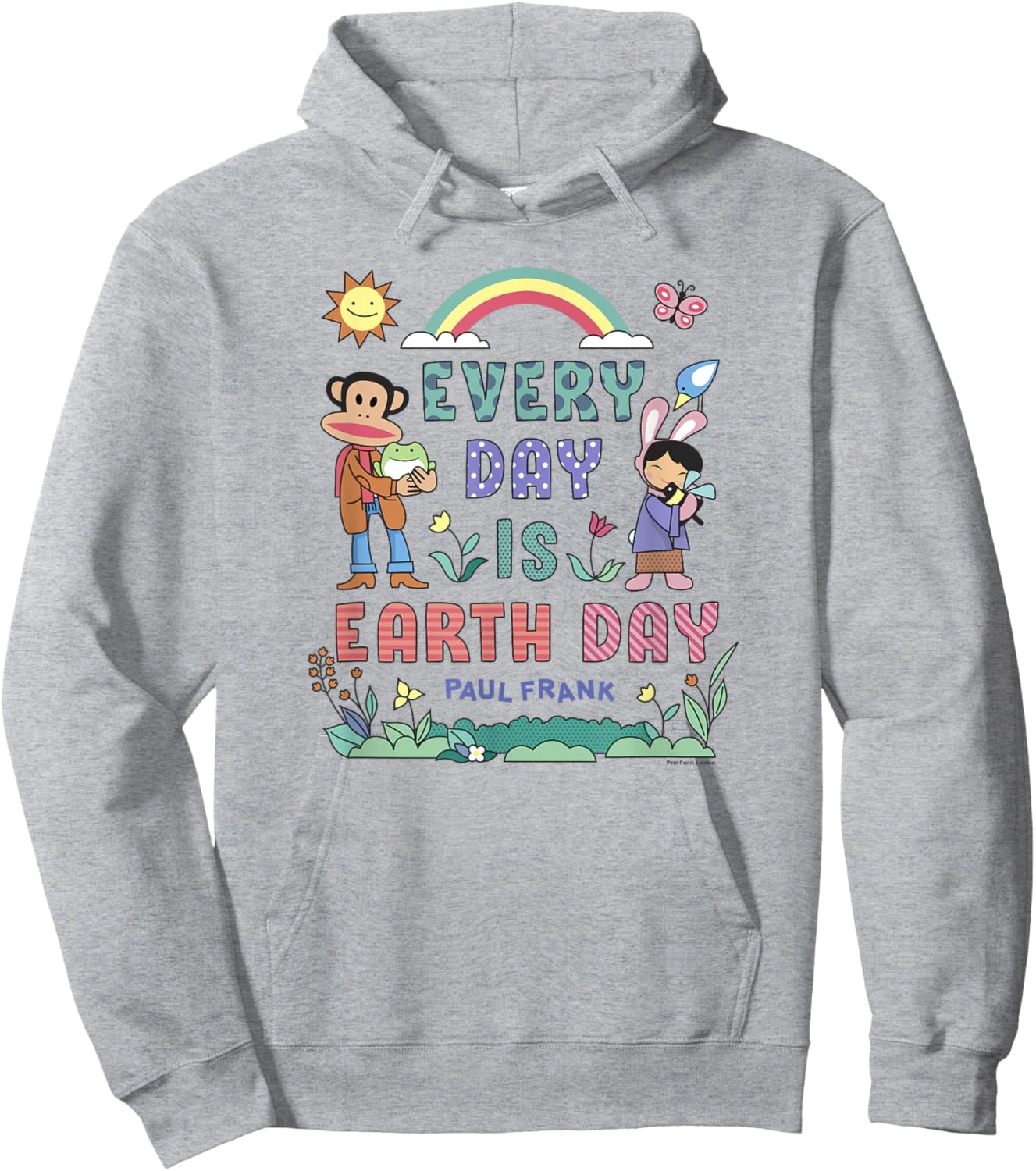 Paul Frank Every Day Is Earth Day Julius & Bunny Girl Logo Hoodie - Hoodie | Ash
