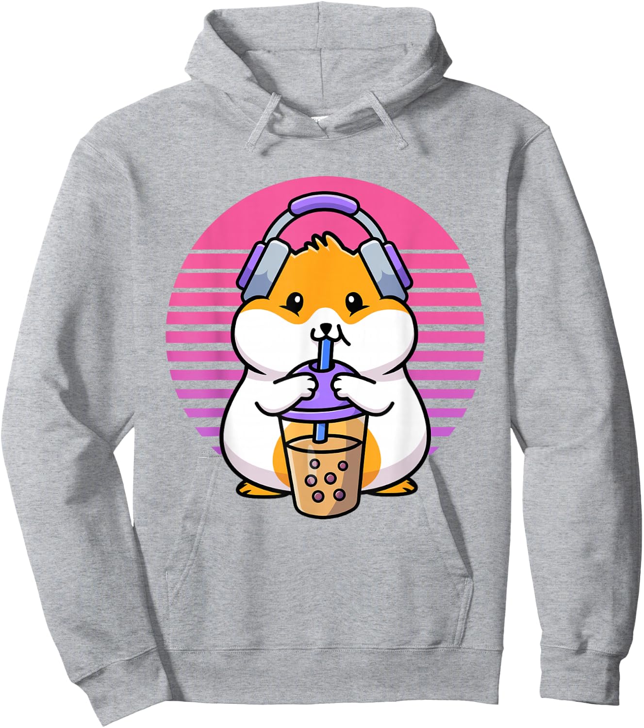 Retro Boba And KPop Shirt Kawaii Hamster K-Pop Merchandise Hoodie - Hoodie | Ash