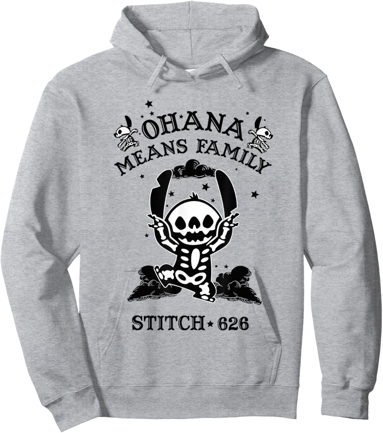 Disney Lilo & Stitch Halloween Ohana Means Family Skeleton Hoodie - Hoodie | Ash