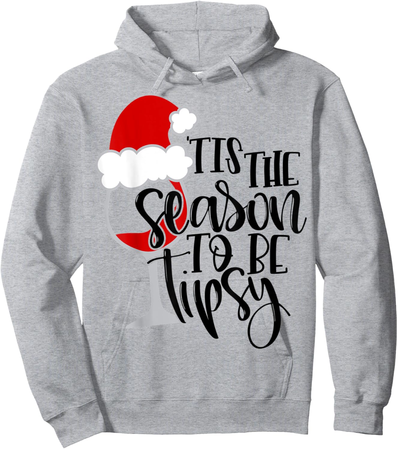 Tis The Season To Be Tipsy Wine Glass Christmas Shirt Mom Hoodie - Hoodie | Ash