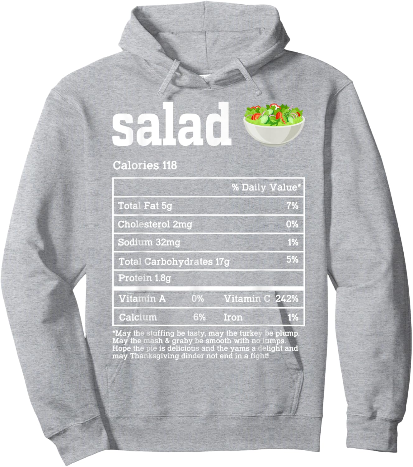 Salad Nutrition Facts Thanksgiving Food Men Women Kids Hoodie - Hoodie | Ash