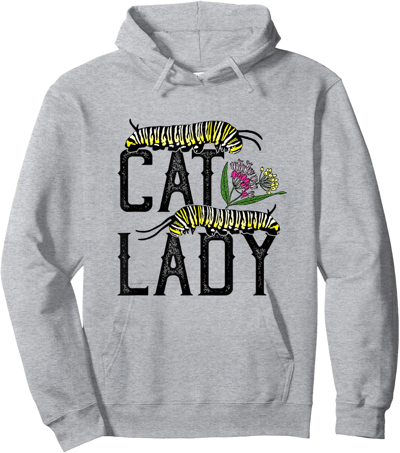 Cat Lady - Funny Monarch Butterfly Caterpillar Hoodie - Hoodie | Ash