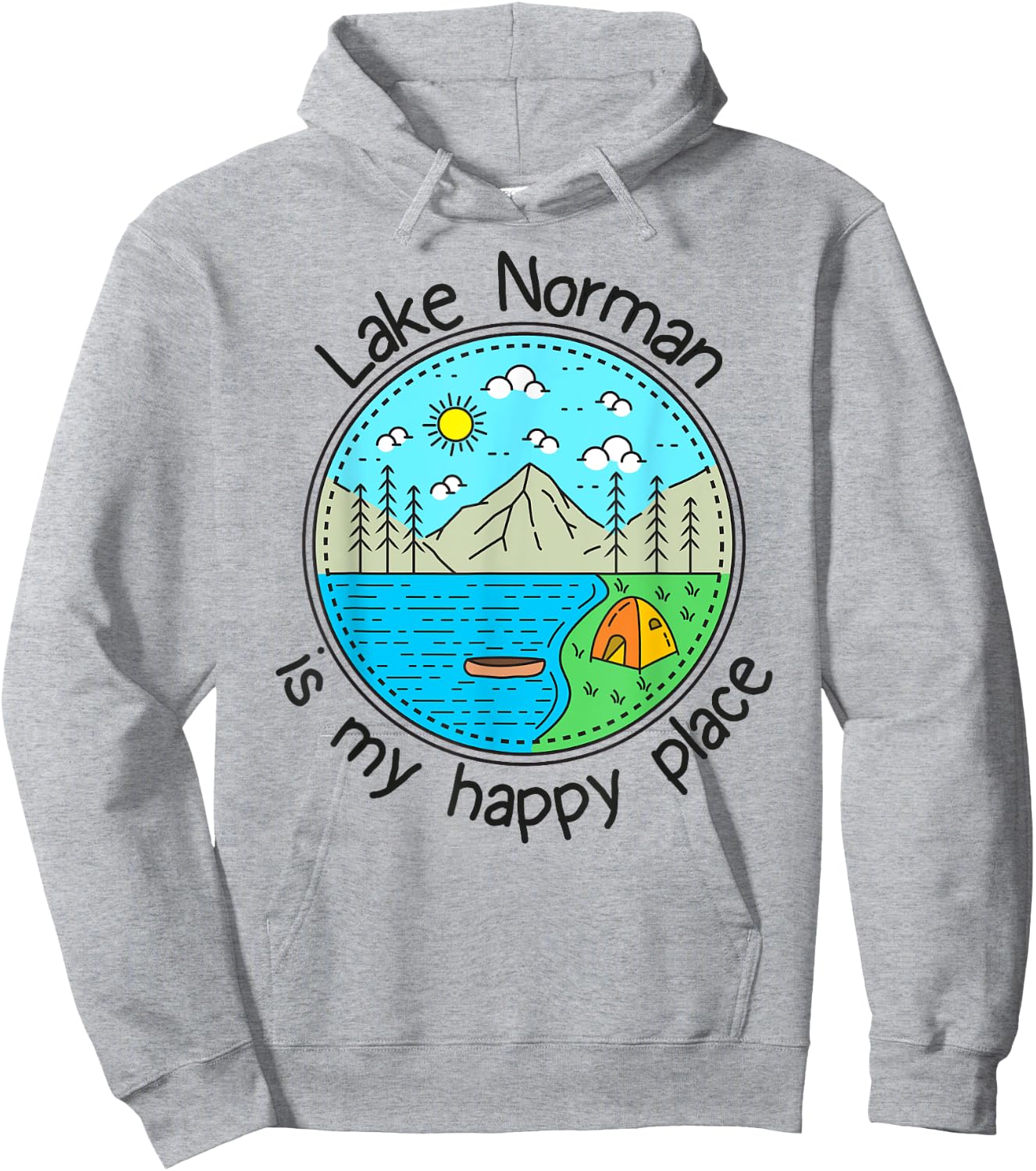 Fishing Boating Camping - My Happy Place Lake Norman Hoodie - Hoodie | Ash