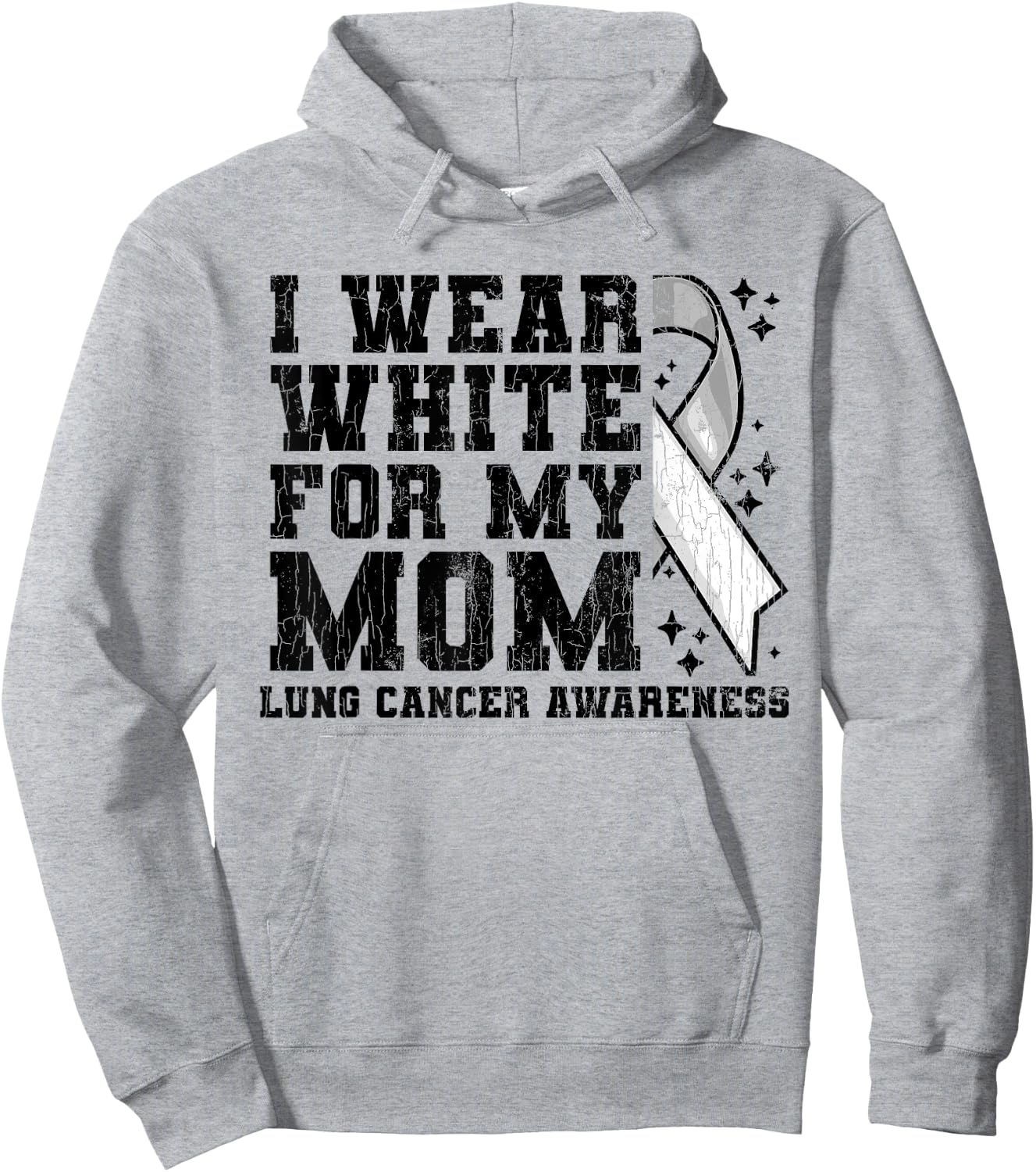 Lung Cancer Awareness White Ribbon Mum Gift Hoodie - Hoodie | Ash