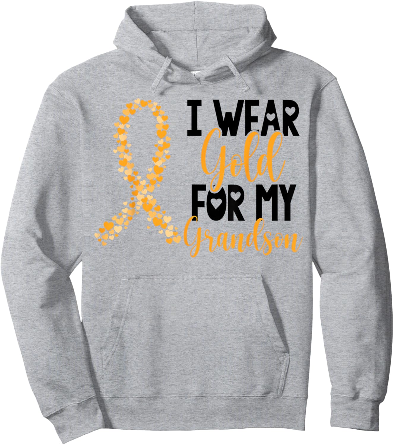 I Wear Gold For My Grandson Childhood Cancer Awareness Hoodie - Hoodie | Ash