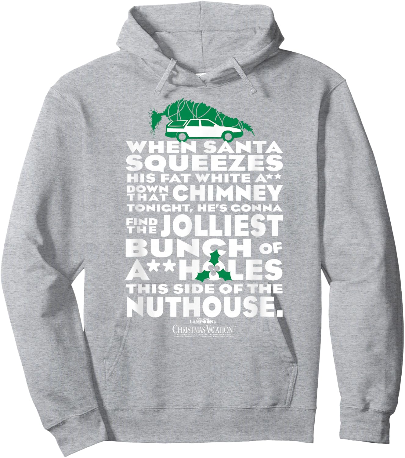 Warner Bros. Christmas Vacation Jolliest Bunch - Women's Small Red Short Sleeve Cotton Polyester Hoodie - Hoodie | Ash