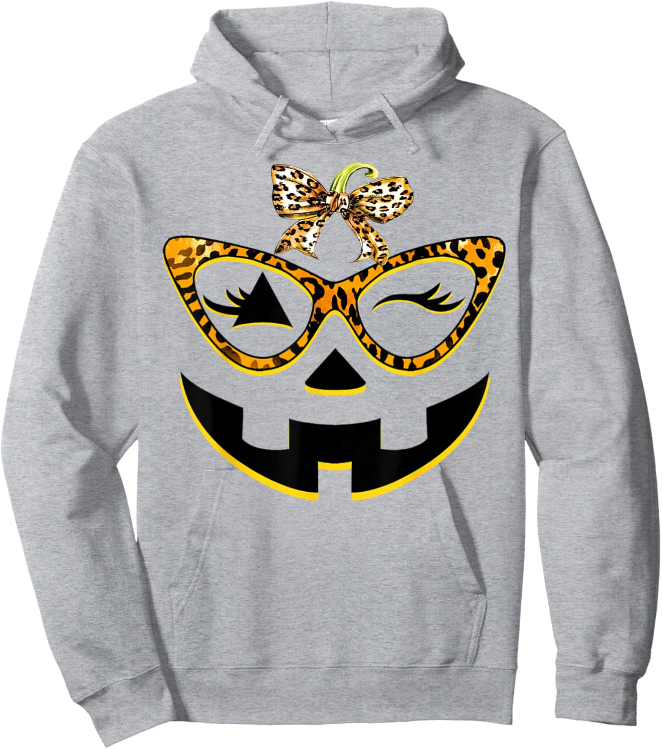 Halloween costume Funny Pumpkin Face Cute Leopard Sunglasses Hoodie - Hoodie | Ash