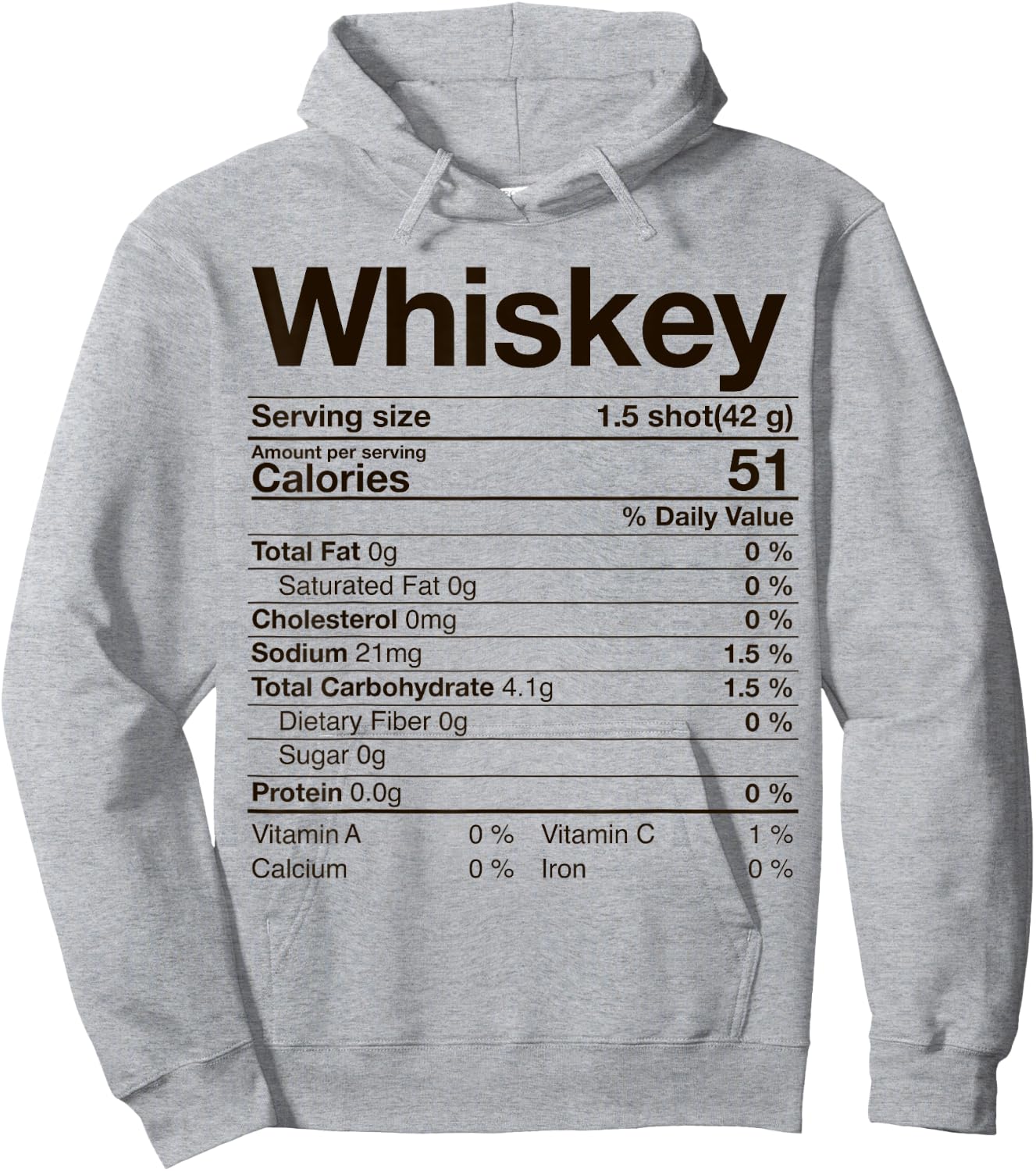 Whiskey Nutrition Facts Thanksgiving Gift Drinking Costume Hoodie - Hoodie | Ash