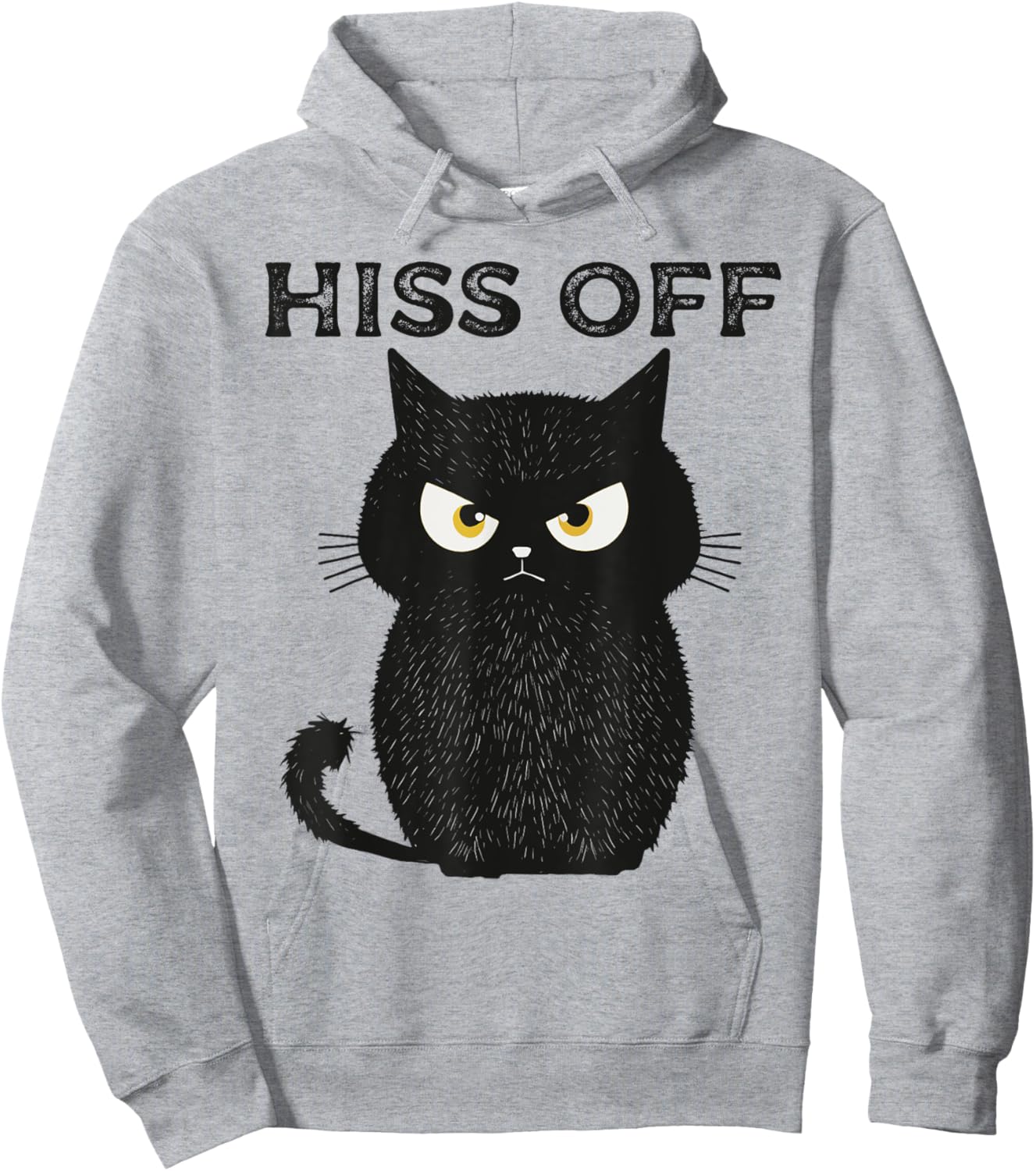 Hiss Off Funny Black Cat Hiss Off Meow Cat Hoodie - Hoodie | Ash