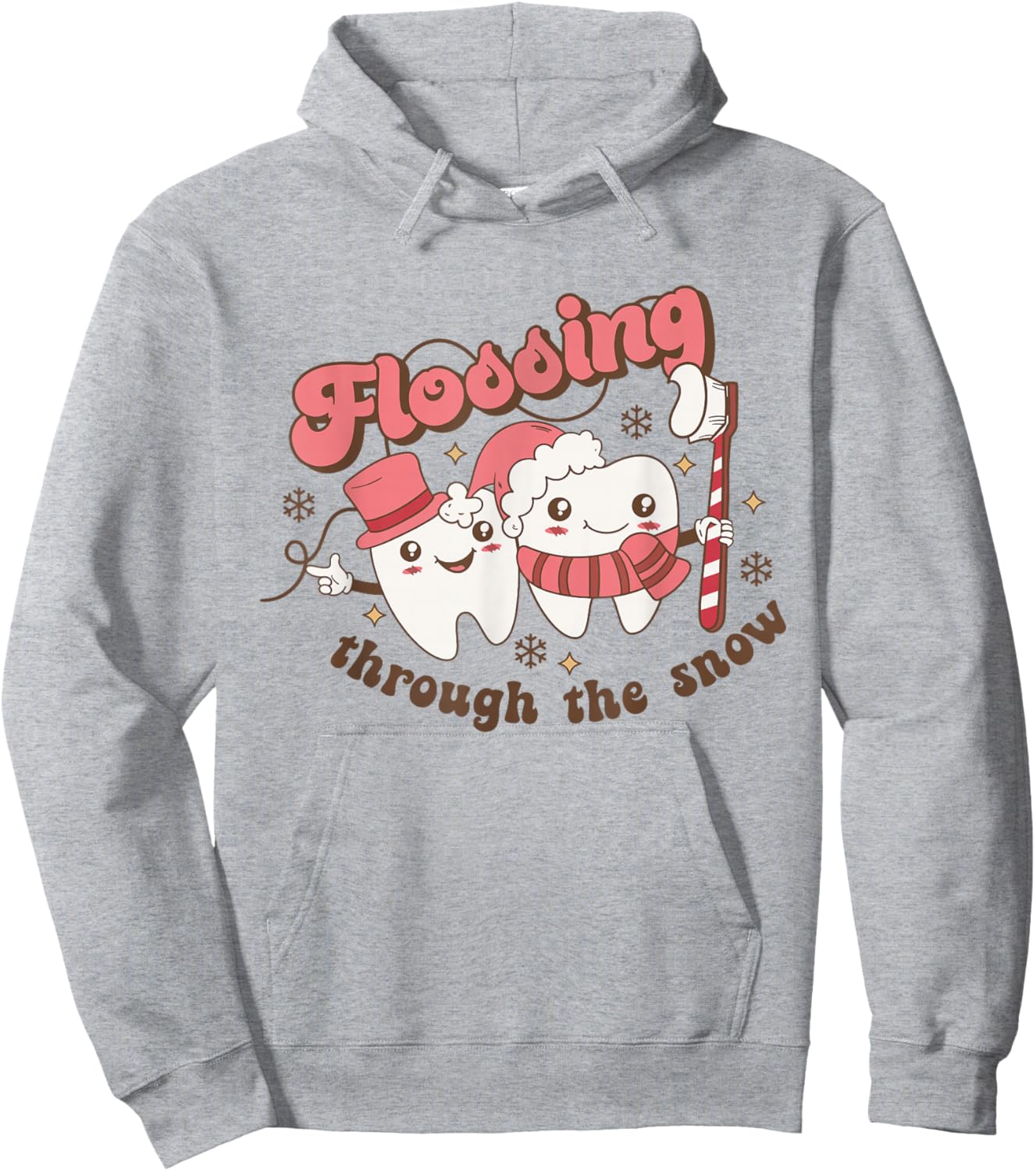 Flossing Through The Snow Dental Hygienist Christmas Dentist Hoodie - Hoodie | Ash