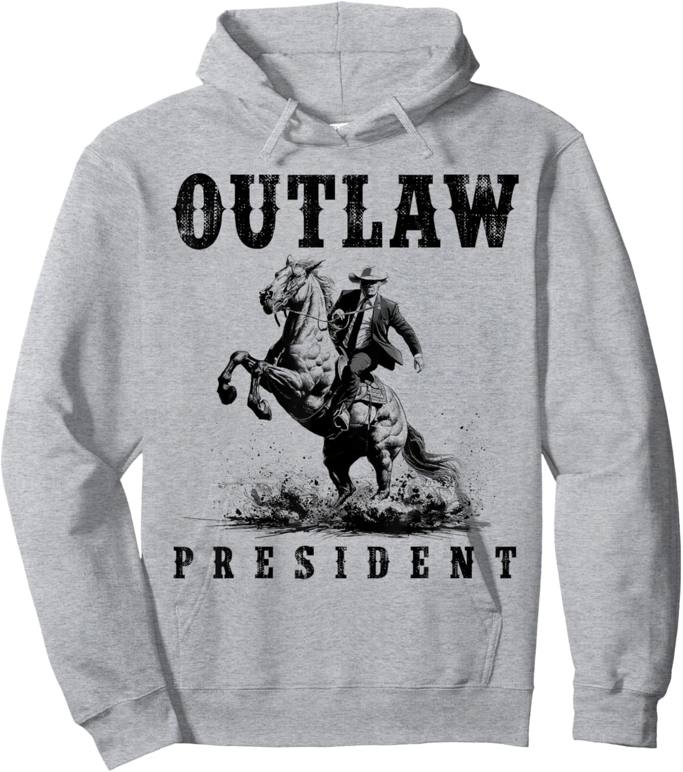Outlaw President Cowboy Trump 2024 Vote Hoodie - Hoodie | Ash