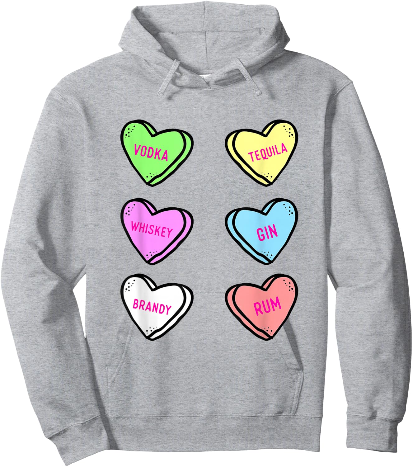 Valentines Day Hearts Drinking Liquor Lovers Anti Valentine Hoodie - Hoodie | Ash