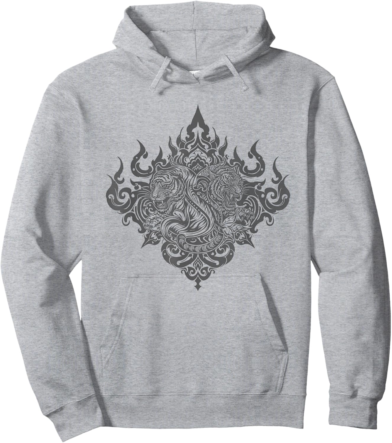 Sak Yant Muay Thai MMA Tattoo Twin Tiger Martial Art Boxing Hoodie - Hoodie | Ash