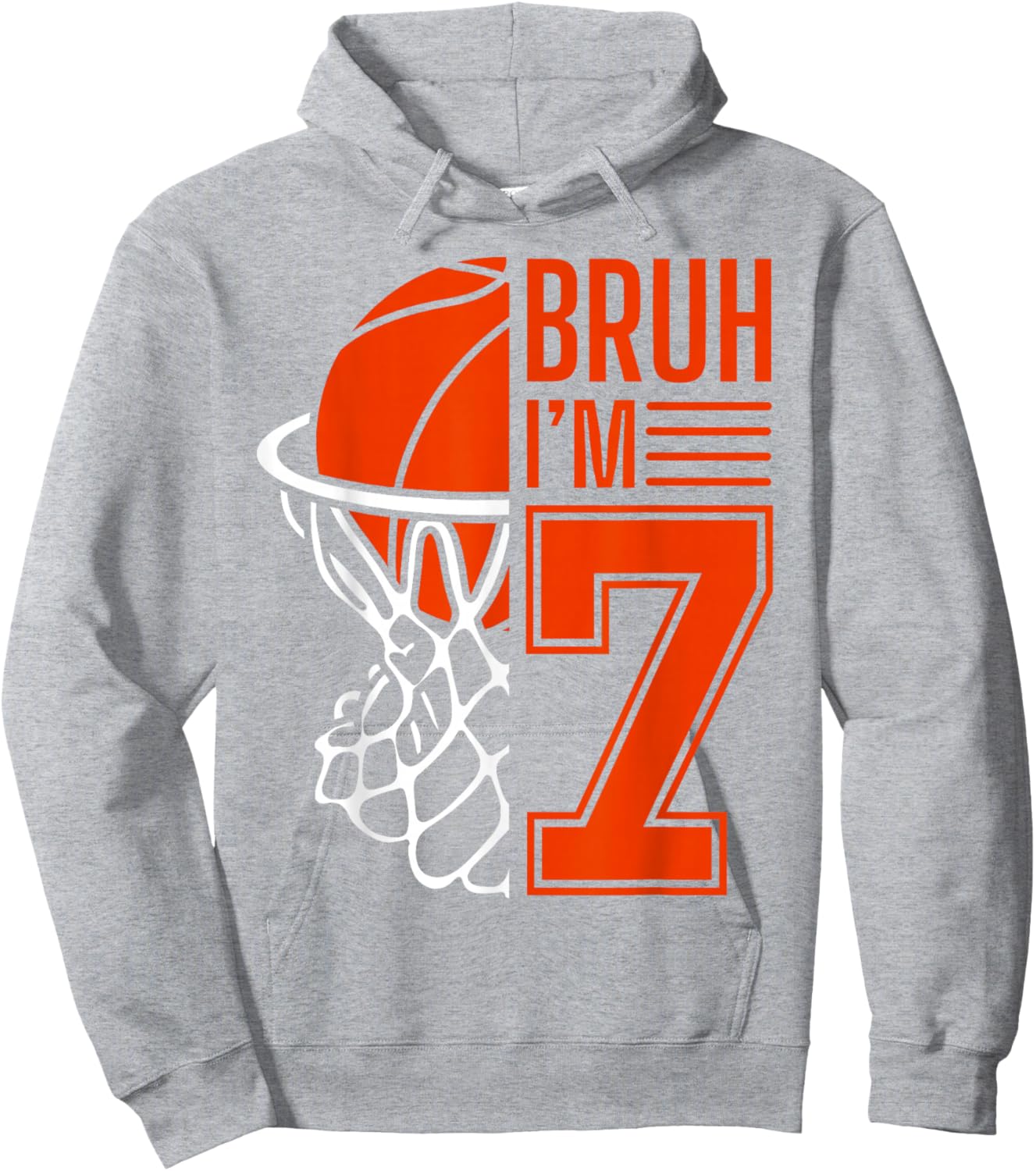Bruh It's My 7th Birthday Funny Basketball 7th Birthday Boys Hoodie - Hoodie | Ash