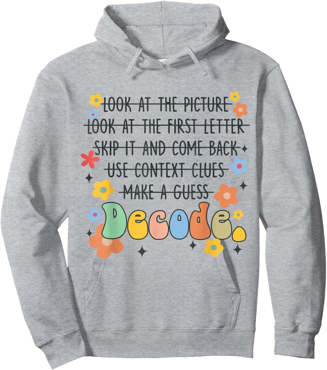 Reading Teacher Science Of Reading Literacy Groovy Decode Women Hoodie - Hoodie | Ash