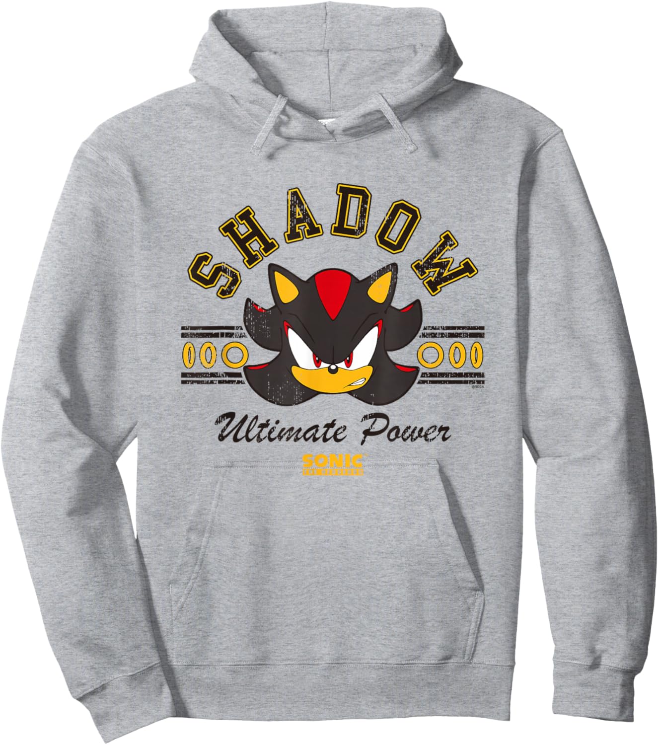 Sonic The Hedgehog Shadow Ultimate Power Vintage Logo Hoodie - Hoodie | Ash
