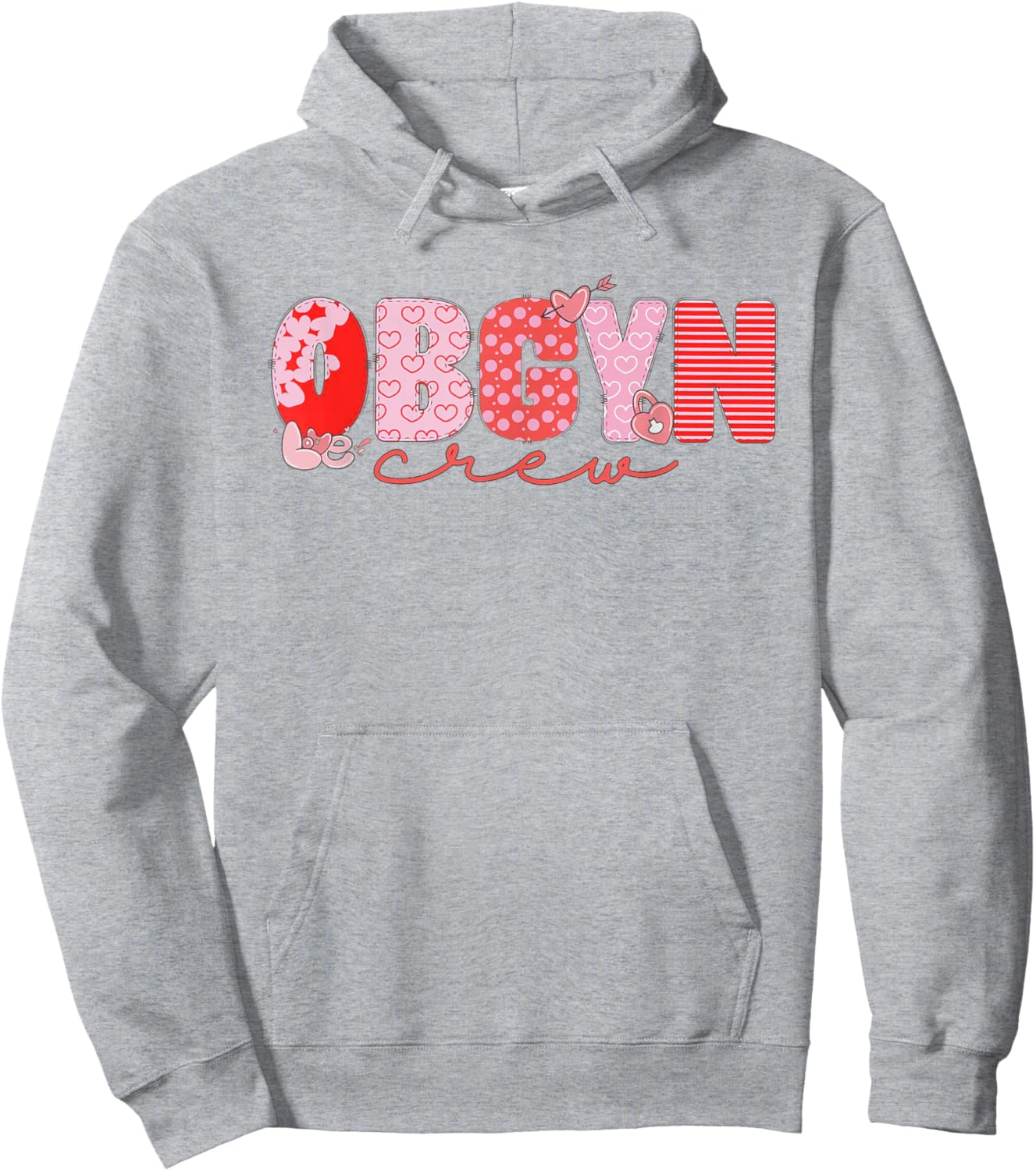 Women OBGYN Crew Valentine Obstetrics OB/GYN Group Team Hoodie - Hoodie | Ash
