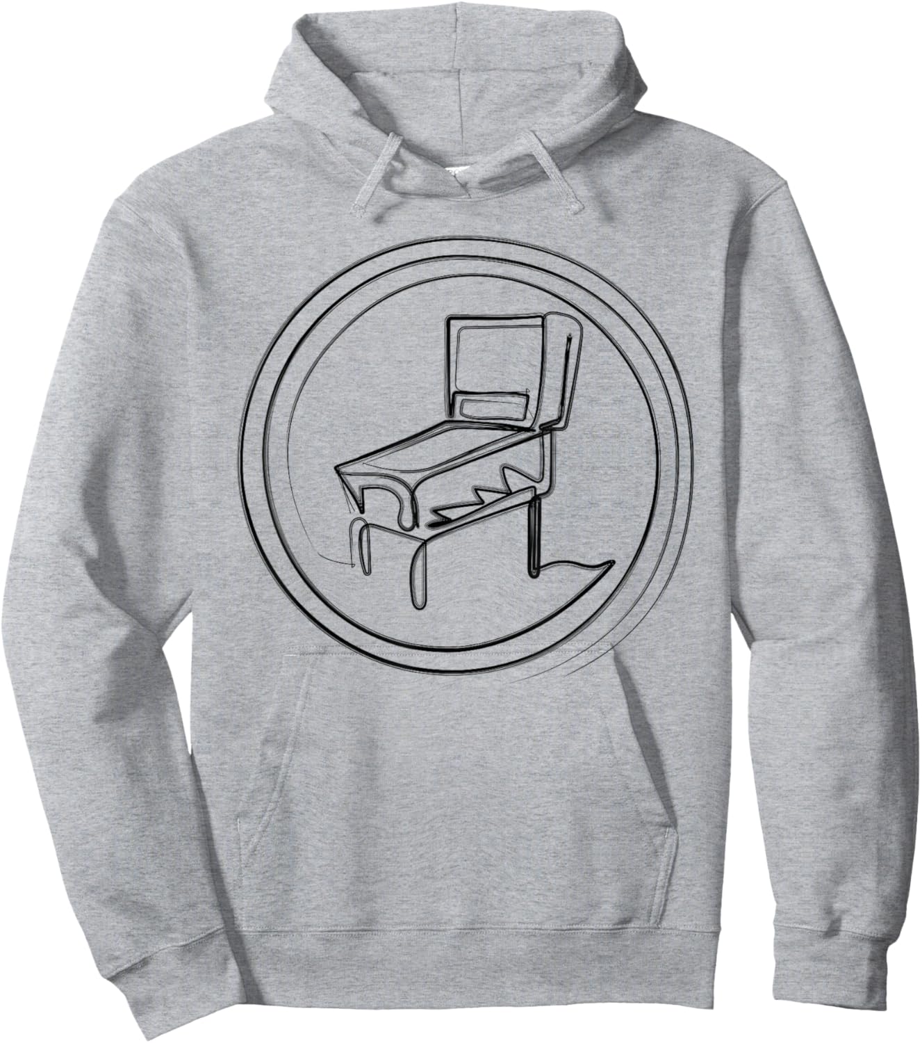 Pinball Machine Badge Minimalist One Line Drawing Hoodie - Hoodie | Ash