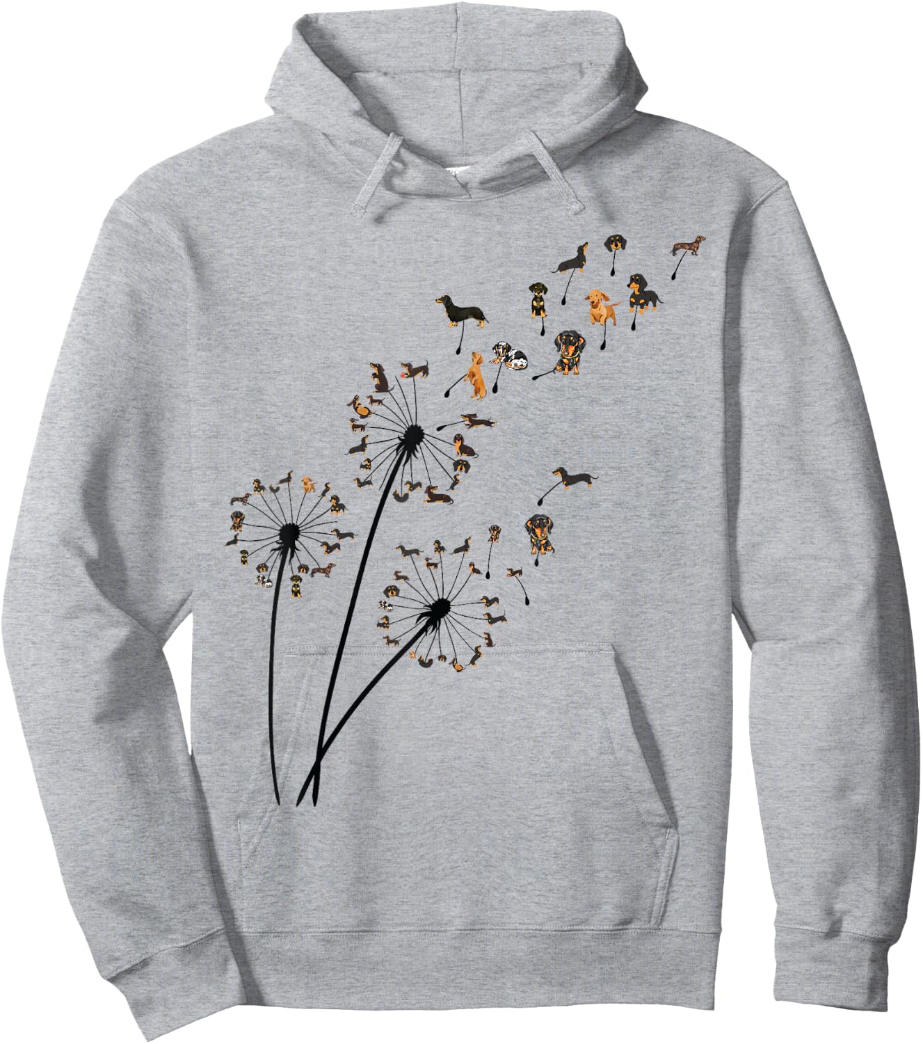 Dachshund Dandelion Flower Fly Funny Cute Dog Lover women Hoodie - Hoodie | Ash