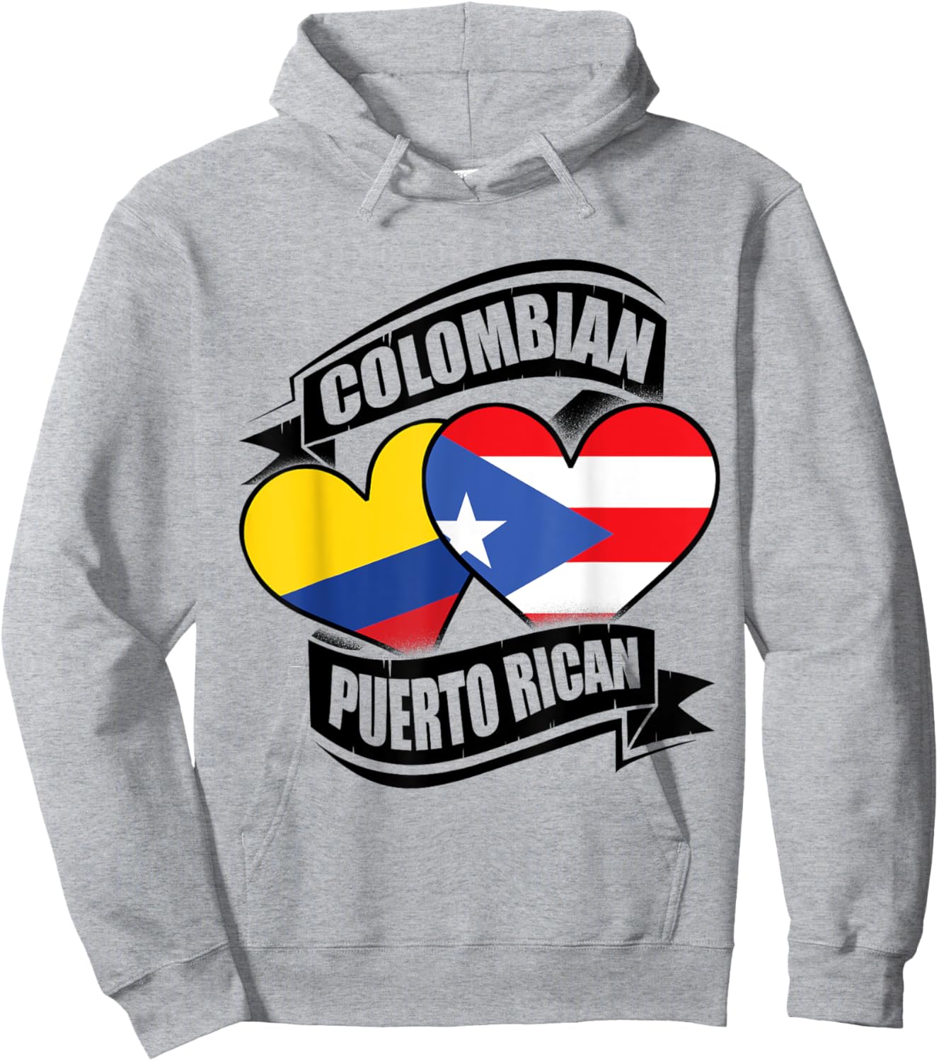 Colombian Puerto Rican Hearts Colombia Puerto Rico Flags Hoodie - Hoodie | Ash