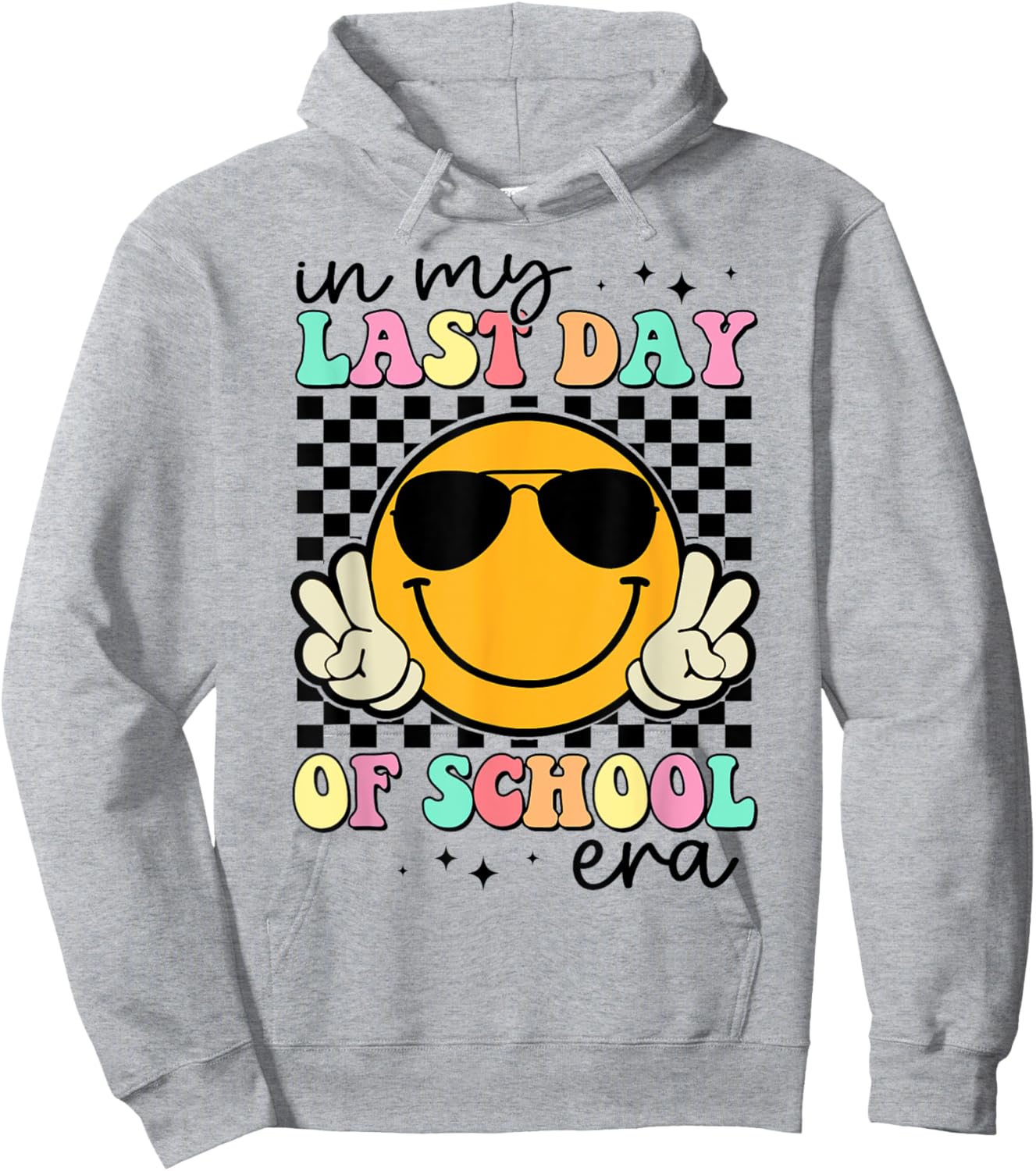 In My Last Day Of School Era Retro Smile Teacher Kids Hoodie - Hoodie | Ash