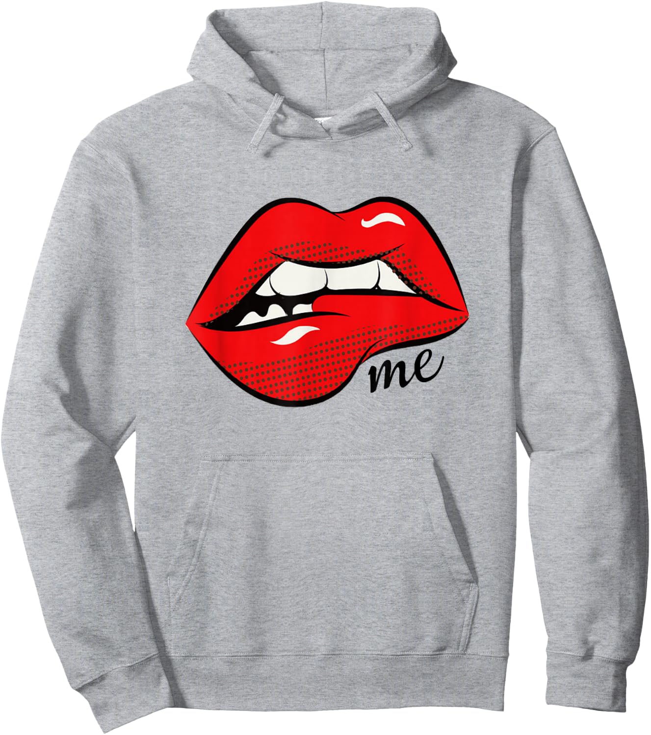 Bites Me Lip Biting Sexy Lips Pattern Funny Idiom Hoodie - Hoodie | Ash