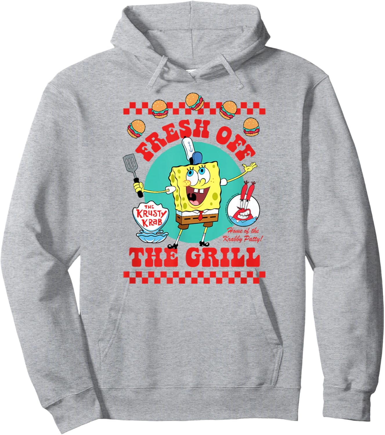 SpongeBob SquarePants - Krabby Patty Fresh Off The Grill Hoodie - Hoodie | Ash