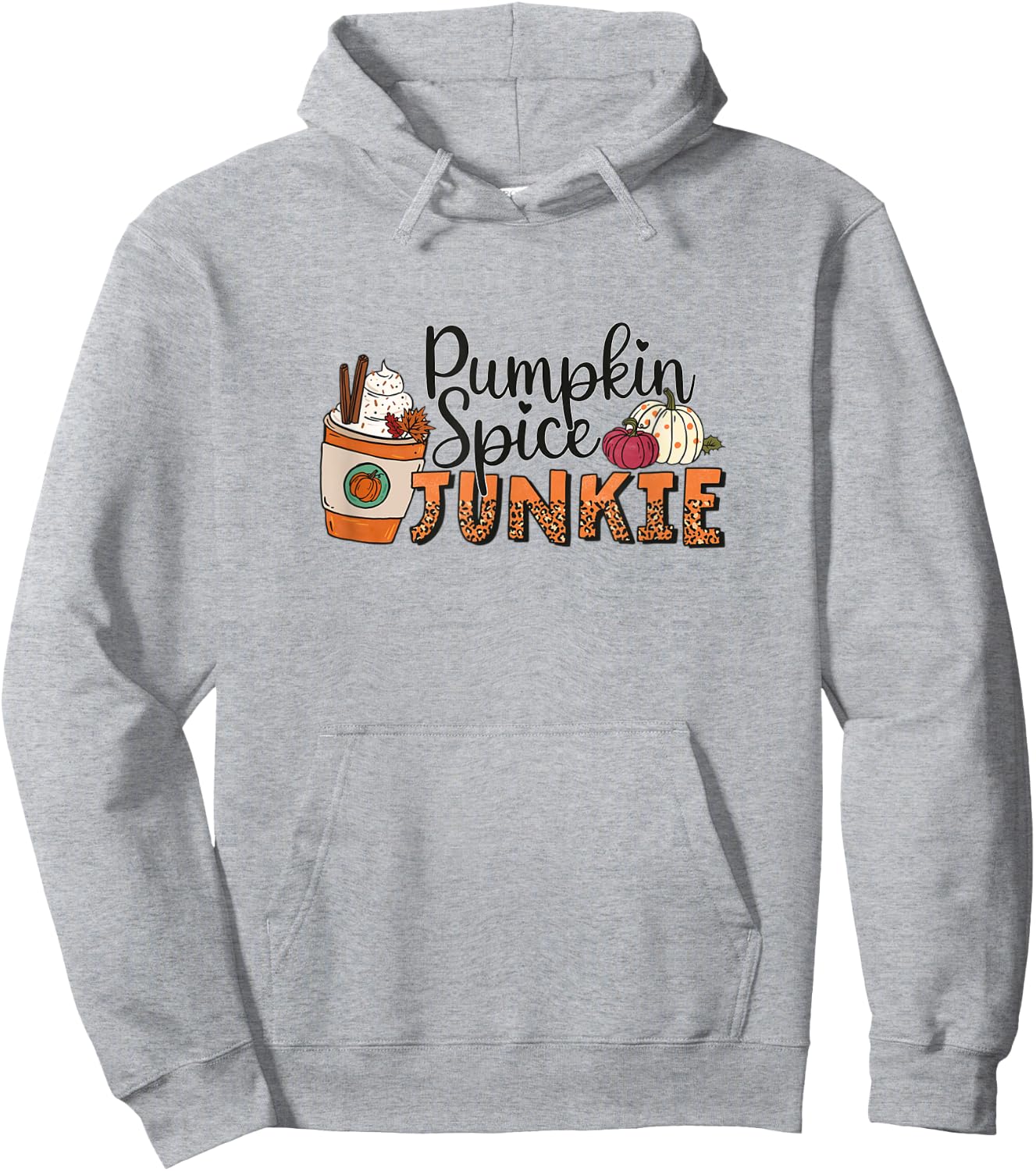 Fall Coffee Pumpkin Spice Junkie Latte Autumn Leopard Hoodie - Hoodie | Ash