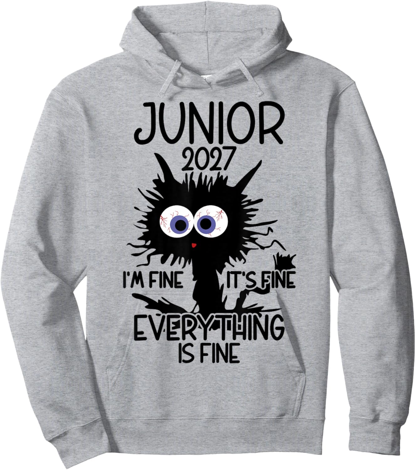 I'm Fine It's Fine Cat Highschool Junior 2027 Hoodie - Hoodie | Ash