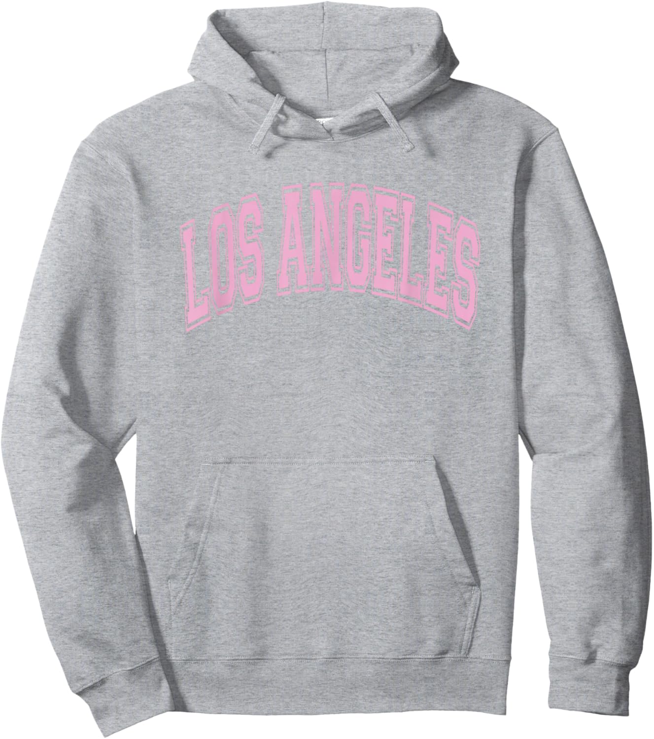 Los Angeles Arched Style Text White with Pink Print Hoodie - Hoodie | Ash