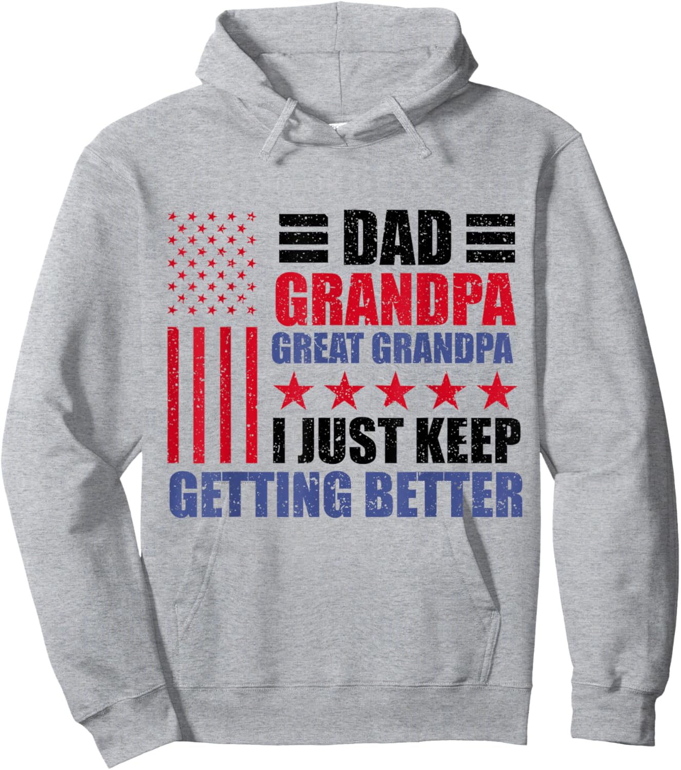 Usa Dad Grandpa Great Grandpa Father's Day American Flag Men Hoodie - Hoodie | Ash